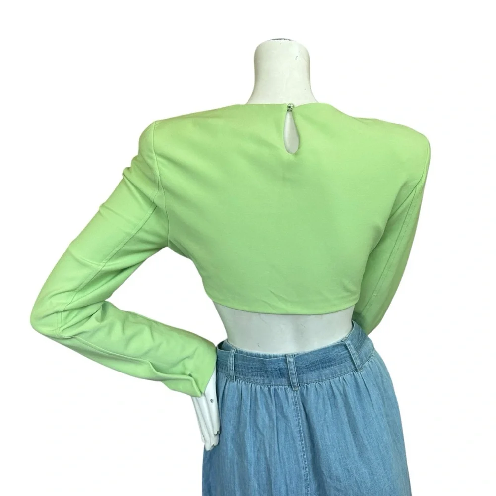Camilo Coelho Laken Green Lace Up Tailored Underwire Crop Top Long Sleeve Small